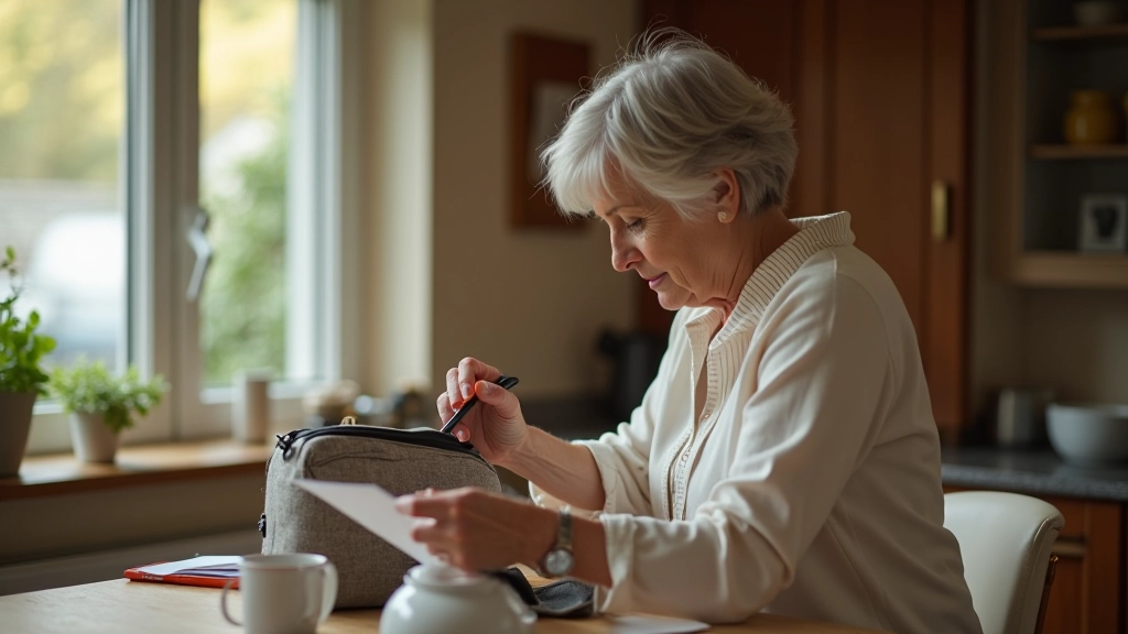 Woman preparing picnic items and packing bag for outdoor retreat, organized checklist visible